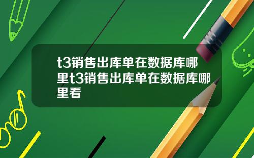 t3销售出库单在数据库哪里t3销售出库单在数据库哪里看