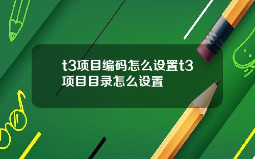 t3项目编码怎么设置t3项目目录怎么设置
