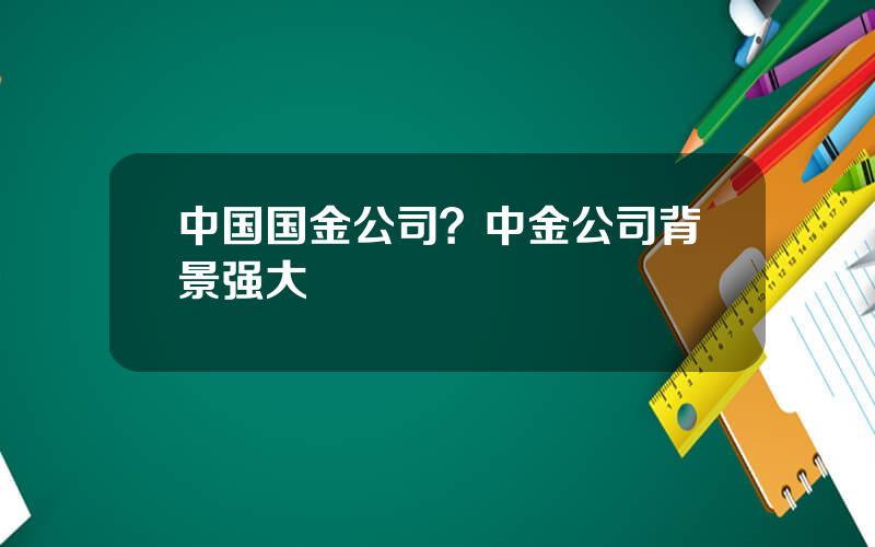 中国国金公司？中金公司背景强大