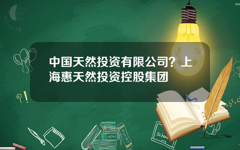 中国天然投资有限公司？上海惠天然投资控股集团