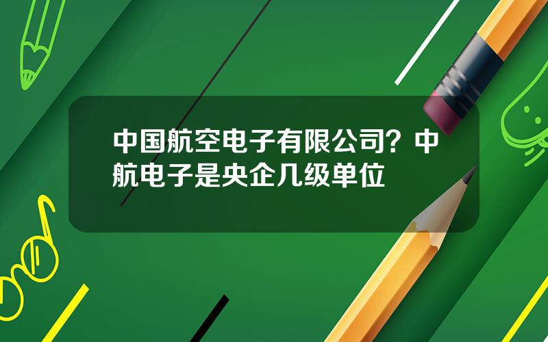 中国航空电子有限公司？中航电子是央企几级单位