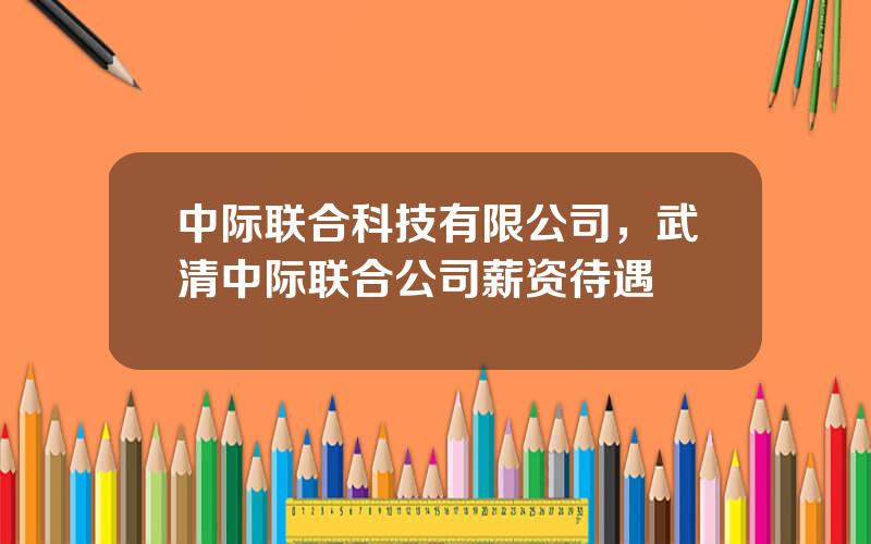 中际联合科技有限公司，武清中际联合公司薪资待遇