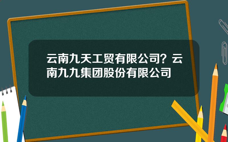 云南九天工贸有限公司？云南九九集团股份有限公司