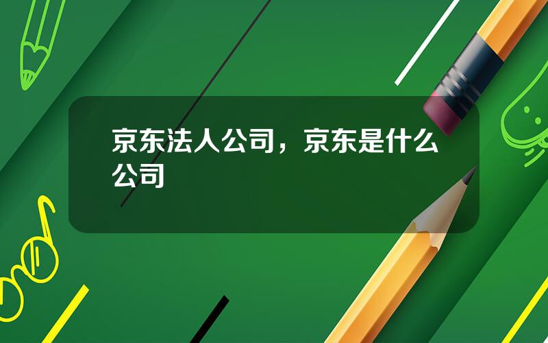 京东法人公司，京东是什么公司