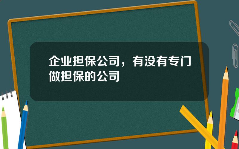 企业担保公司，有没有专门做担保的公司