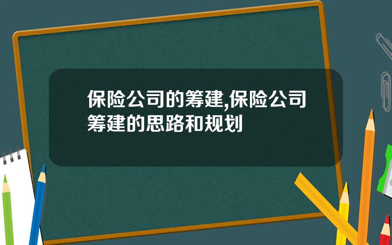 保险公司的筹建,保险公司筹建的思路和规划
