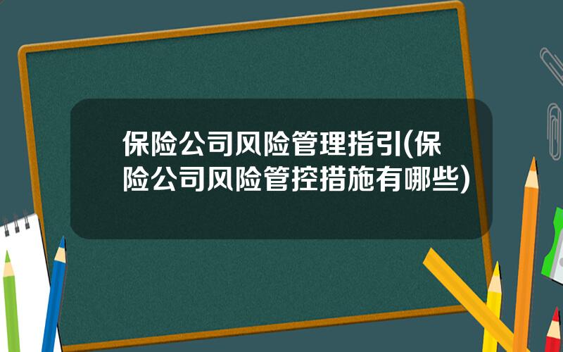 保险公司风险管理指引(保险公司风险管控措施有哪些)
