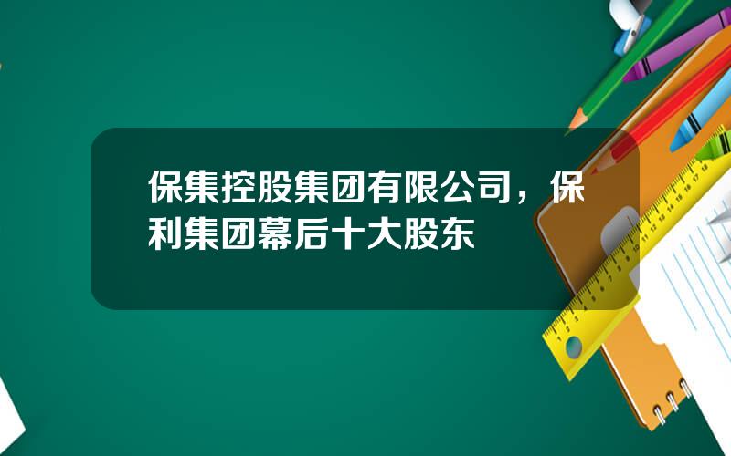 保集控股集团有限公司，保利集团幕后十大股东