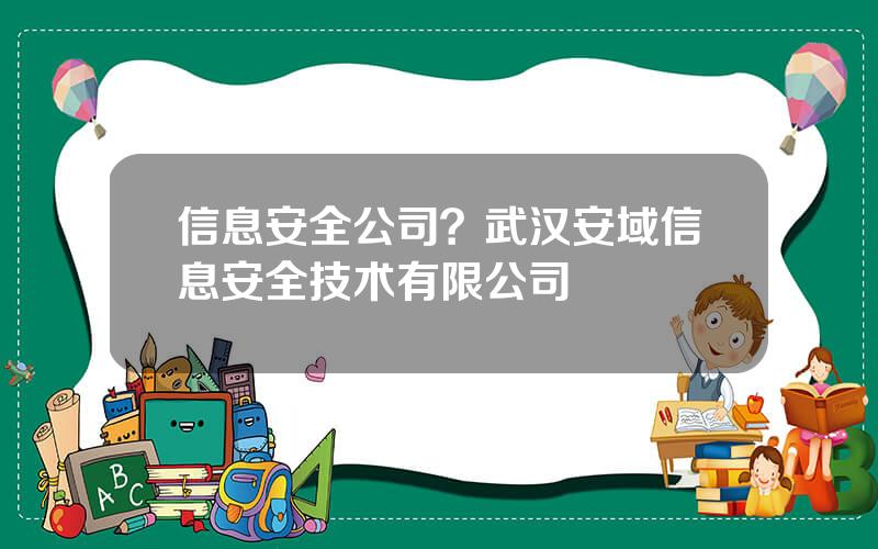 信息安全公司？武汉安域信息安全技术有限公司