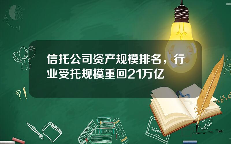 信托公司资产规模排名，行业受托规模重回21万亿