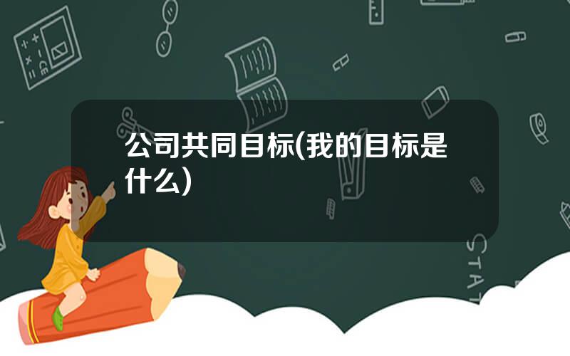 公司共同目标(我的目标是什么)