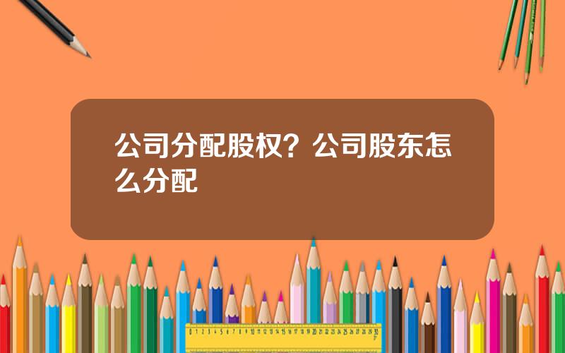 公司分配股权？公司股东怎么分配
