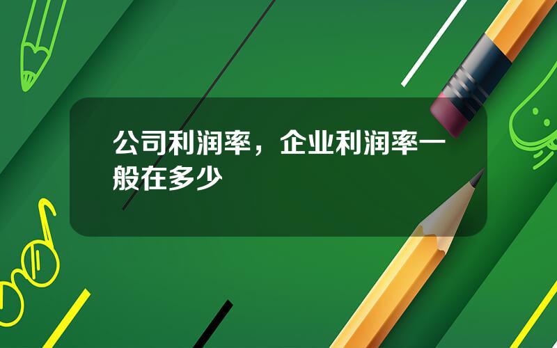 公司利润率，企业利润率一般在多少