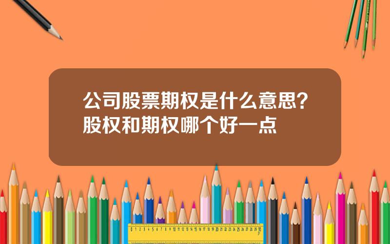 公司股票期权是什么意思？股权和期权哪个好一点