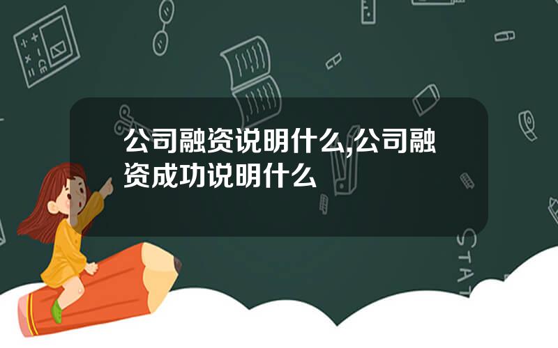 公司融资说明什么,公司融资成功说明什么
