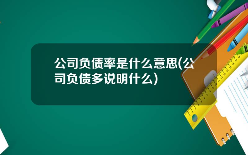 公司负债率是什么意思(公司负债多说明什么)