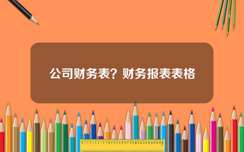 公司财务表？财务报表表格