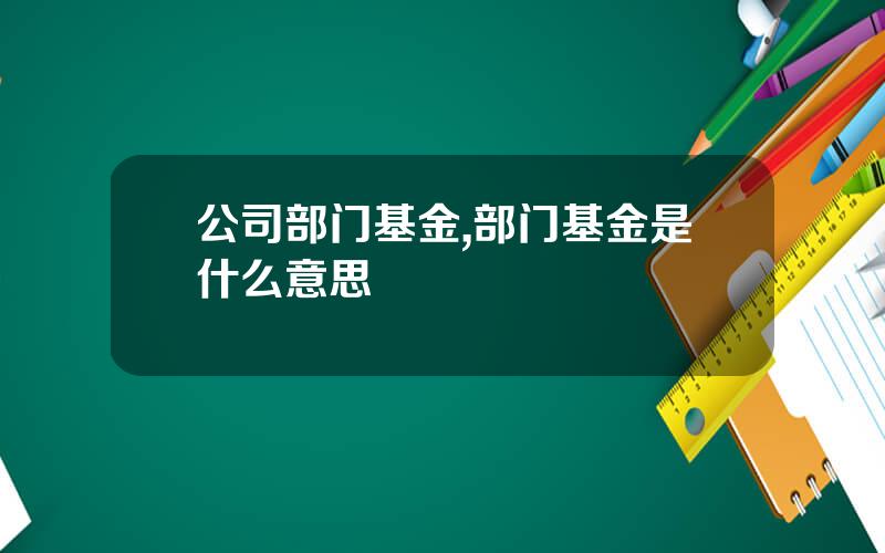 公司部门基金,部门基金是什么意思