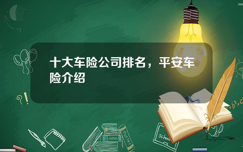 十大车险公司排名，平安车险介绍
