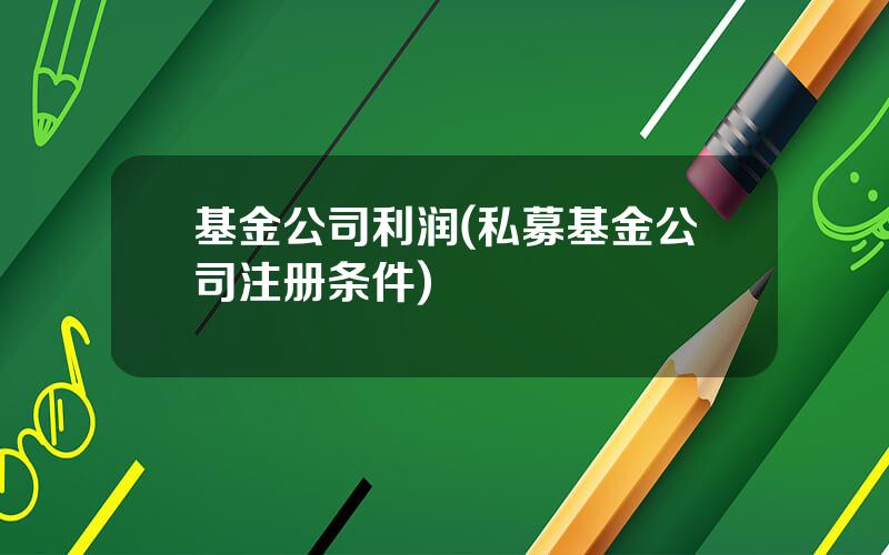 基金公司利润(私募基金公司注册条件)