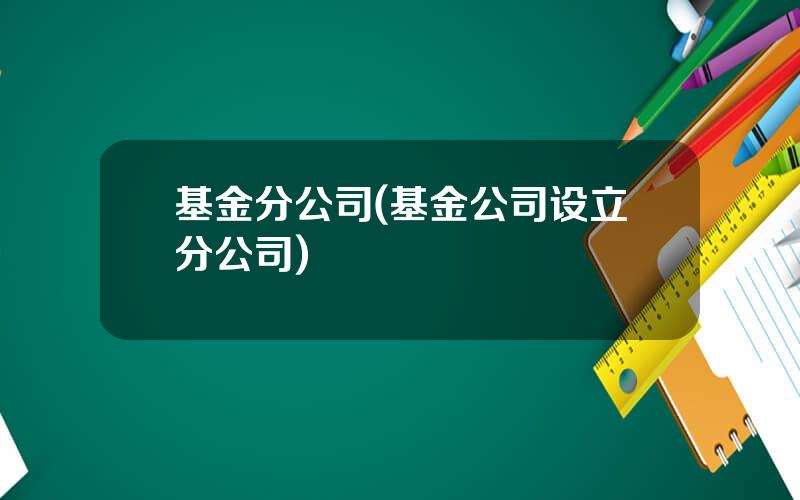 基金分公司(基金公司设立分公司)