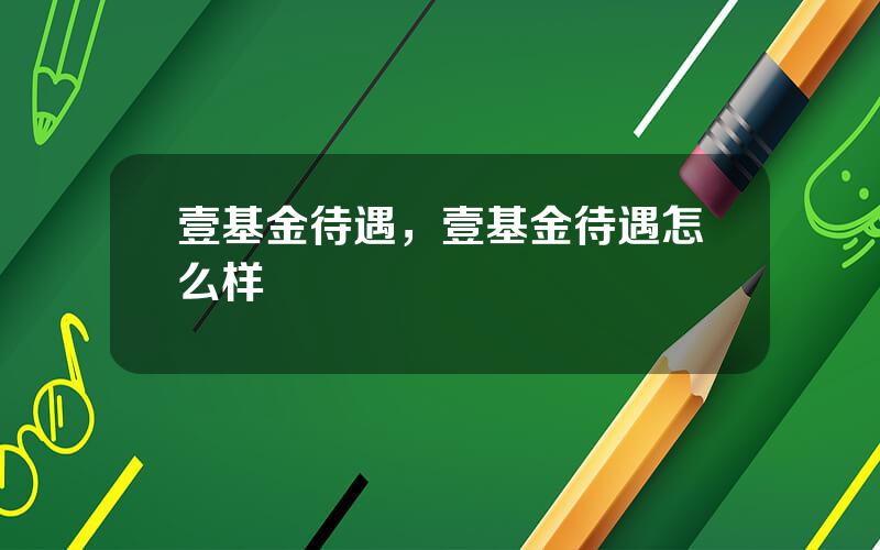 壹基金待遇，壹基金待遇怎么样