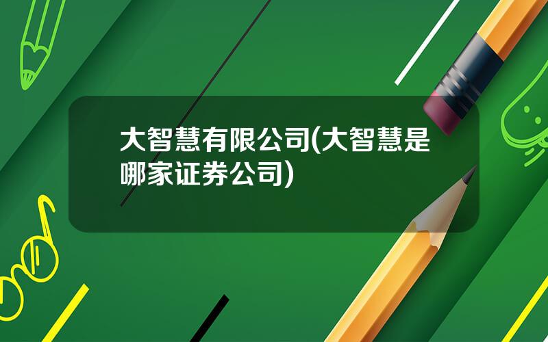 大智慧有限公司(大智慧是哪家证券公司)