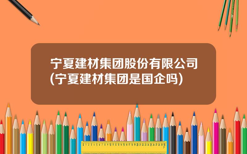 宁夏建材集团股份有限公司(宁夏建材集团是国企吗)