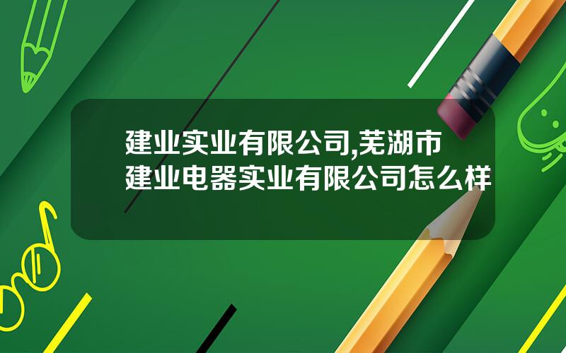 建业实业有限公司,芜湖市建业电器实业有限公司怎么样