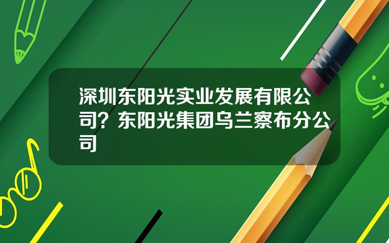 深圳东阳光实业发展有限公司？东阳光集团乌兰察布分公司