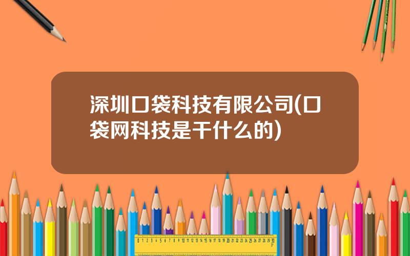 深圳口袋科技有限公司(口袋网科技是干什么的)